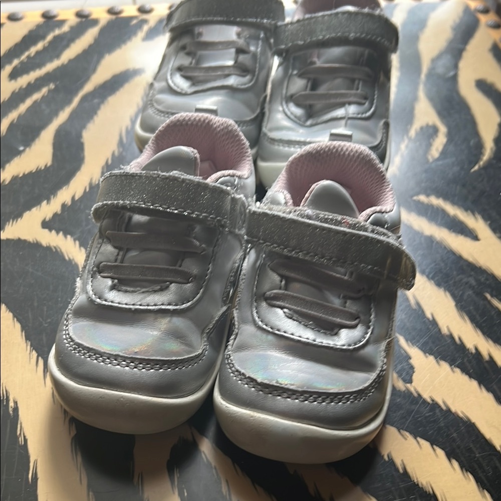 Stride Rite Silver Sneakers with Velcro Straps 2pairs